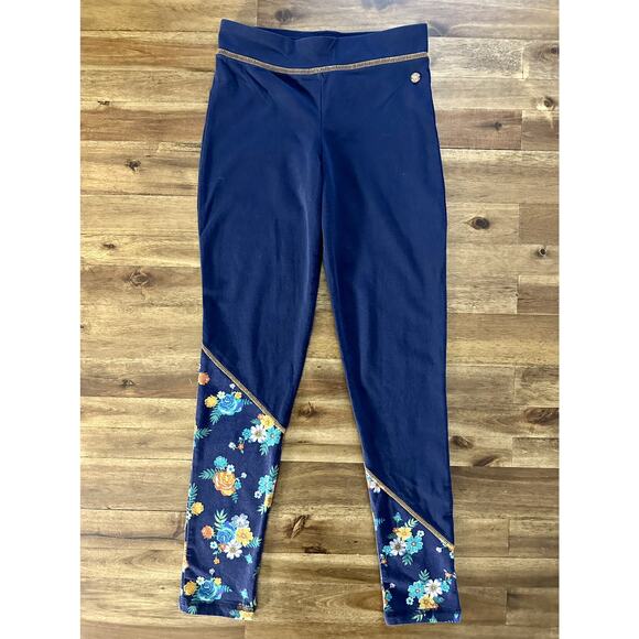 Matilda Jane Run Choose Your Own Path Experiments Blue Knit Floral Leggings 10 - Picture 2 of 7